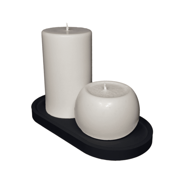 K3B – tray candle holder with 2 pillar candles, various options
