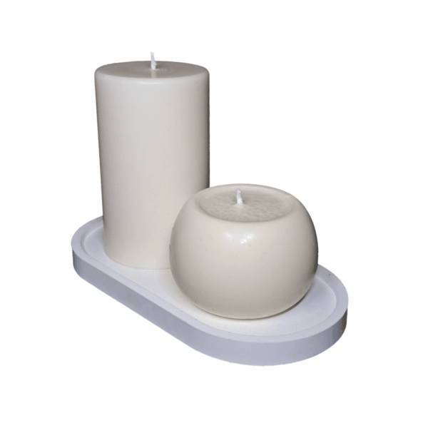 K3W – tray candle holder with 2 pillar candles, various options