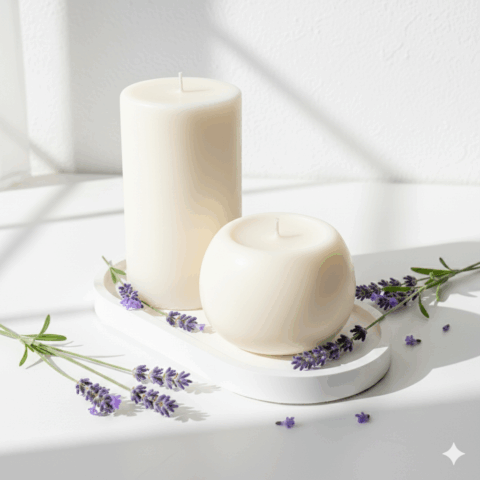 Paplāte un 2 sveces, krāsu & aromātu izvēle (K3W)